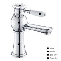Grifo De Lavabo De Mesa Individual Con Manija Cerámica Para Baño Instalación En Superficie Material De Cobre Clásico - details 2