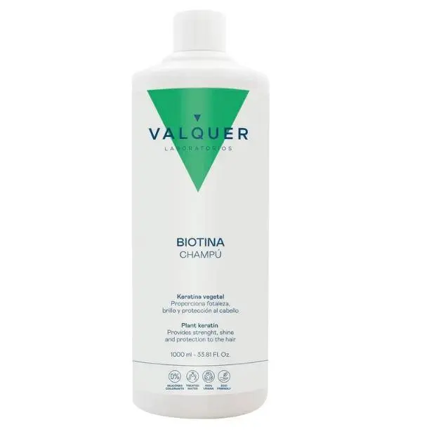 Valquer Laboratorios Champú con Biotina y Keratina Vegetal para Fortalecimiento y Brillo del Cabello 1000ml - 1
