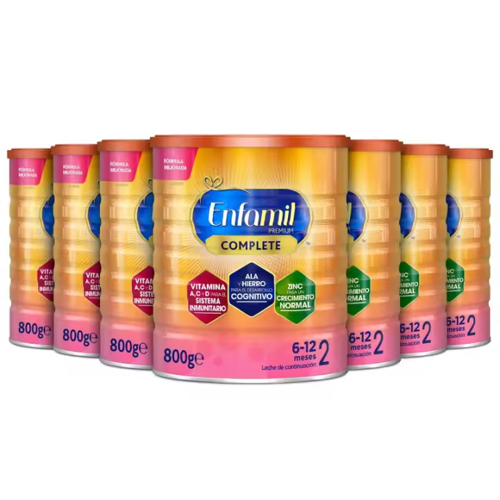 Pack x7 Enfamil Complete 2, Leche Infantil de Continuación de 6 a 12 Meses, 800 gr - Pack de 7 Latas - 1