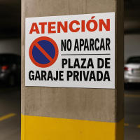 Señal cartel PVC 40x30 cm – Atención No Aparcar, Plaza de Garaje Privada – Resistente Exterior - details 1