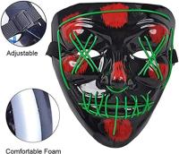 Sandalfon Máscara de Terror con Efecto Horror y Brillo para Fiestas de Halloween y Carnaval, Cumpleaños - LED Mascarilla de la Purga 3 modos de luz,  Siempre encendida, parpadeo lento y parpadeo rápido.  Muy adecuado para el mejor regalo - details 5