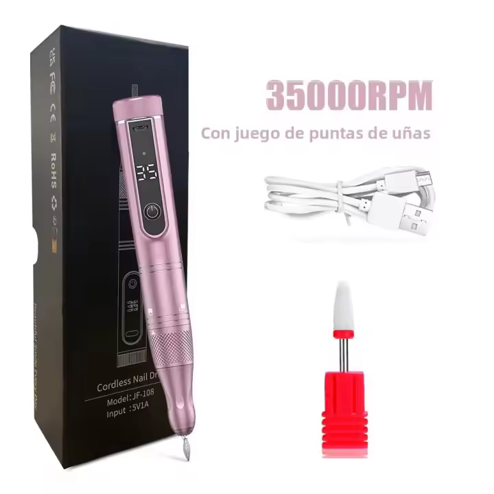 Máquina De Uñas Eléctrica Recargable USB 35000RPM Con Pantalla LED Para Esmalte De Gel Y Manicura Sin Cable Kit De Herramientas De Manicura - 1