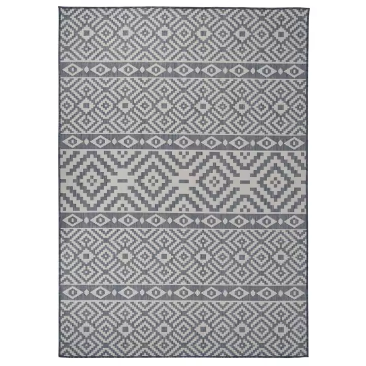 vidaXL Alfombra de exterior de tejido plano rayas azules 120x170 cm - 1