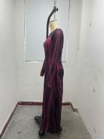 Vestido De Mujer Estilo Europeo Y Americano Largo Manga Larga Cuello Redondo Moda Estampada Ajustado Cintura Natural Primavera 2024 - details 10