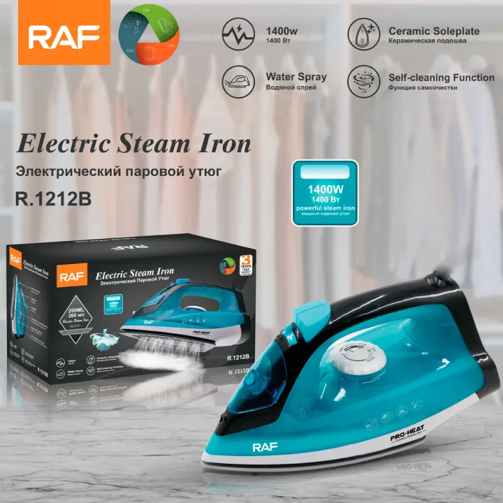 Plancha de vapor portátil de mano para el hogar, estándar europeo, de muy alta potencia, 1400 W, con placa inferior de cerámica para planchar ropa - 1