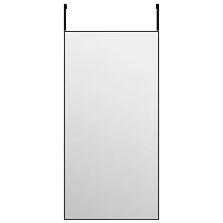 Espejo de Puerta Cristal y Aluminio Negro 40x80 cm, Espejo de maquillaje - 1