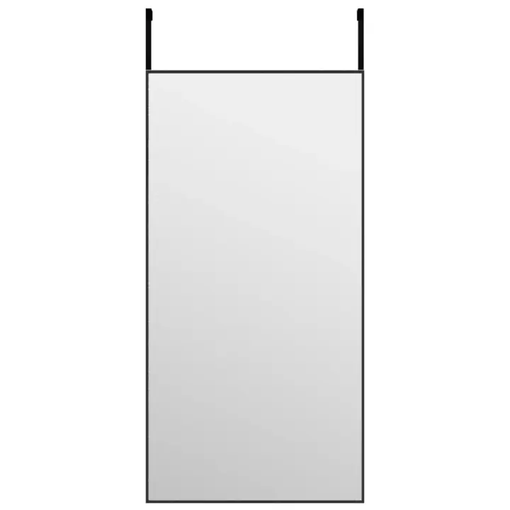 Espejo de Puerta Cristal y Aluminio Negro 40x80 cm, Espejo de maquillaje - 1