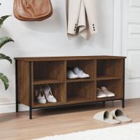 vidaXL Mueble zapatero madera contrachapada 100x35x50 cm Color Gris sonoma,  Negro,  Roble ahumado - details 3
