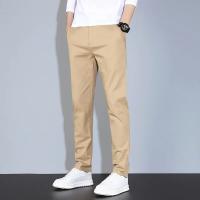 Pantalones De Verano Casuales Para Hombre En Caqui Y Gris Cintura Elástica Comodidad Ultrafinos De Seda Helada Pantalones Negocios Estilo Recto Ropa De Marca - details 3