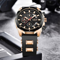 Reloj De Pulsera De Lujo LIGE Para Hombre Cuarzo Deportivo Resistente Al Agua Con Correa De Silicona Y Función Cronógrafo - details 14
