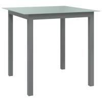 vidaXL Mesa de jardín de aluminio y vidrio 80x80x74 cm en color Negro/Gris claro | estructura resistente ideal para salón dormitorio o estudio - details 1