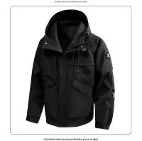 Chaqueta De Senderismo Impermeable Para Hombres Capucha Cremallera Windbreaker Ligera Para Camping Primavera Otoño - details 9