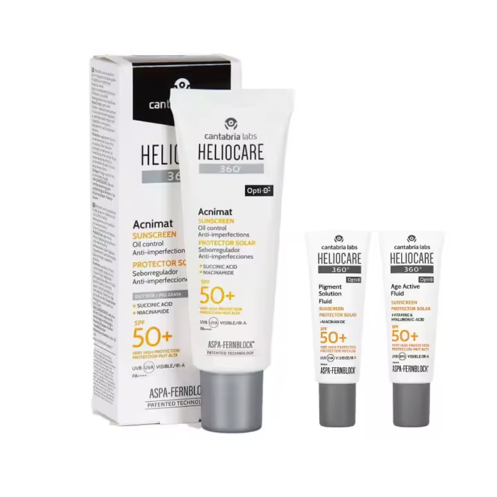 Heliocare 360º Spf 50+ Acnimat Protector Solar 1 Envase 50 ml + Regalo Protector Age Fluid y Pigment Fluid 3 ml - 1