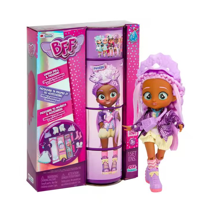 BFF BY BEBÉS LLORONES Phoebe | Muñeca fashion Coleccionable con Pelo largo, Ropa de tela y 9 Accesorios - Juguete regalo para niños +5 Años - 1