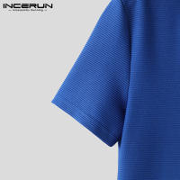 Camiseta De Hombre INCERUN 2024 Con Diseño De Rayas En La Parte Inferior Estilo Casual Manga Corta Cierre Pull on Tallas S-2XL - details 11