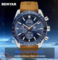 Reloj De Pulsera Deportivo Para Hombre BENYAR 2024 Nueva Marca De Lujo Acero Inoxidable Resistente Al Agua Y Al Choque Cronógrafo - details 0