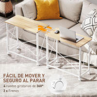 HOMCOM Escritorio Plegable con Ruedas Mesa Escritorio Compacta Mesa de Ordenador Portátil para Casa Oficina Espacios Pequeños 80x40x75 cm Natural - details 4