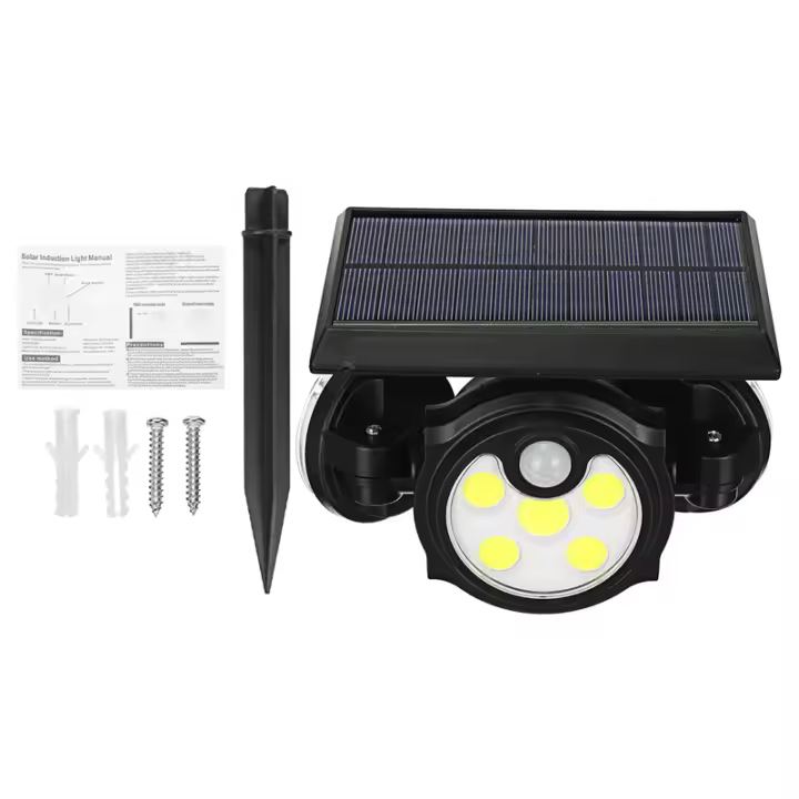 Euroxanty Luces Solares 78 LED Exteriores 3 Cabezales Sensor Movimiento 3 Modos Control Remoto 600W - 1