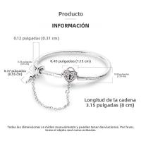 Pulsera De Plata Esterlina 925 Para Mujer Con Encantos De Corazón Llave Clover De Cuatro Hojas Cadena De Serpiente Pulsera Original DIY Joyería - details 7