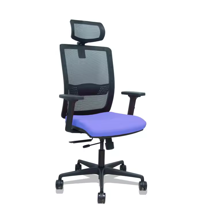 Silla Haches traslack malla negra asiento bali azul claro brazos 2D ruedas 65mm cabecero regulable - 1