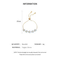 Pulsera De Moda Para Mujeres Con Diamantes Ajustable En Color Oro Con Encanto De Estrella Y Flor Joyería De Boda - details 0