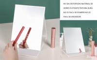 【HD】 Espejo Plegable Portatil Blanco y Negro, Espejo Alta Definición de Mesa Plegable de Cuero de PU Pie Espejo de Maquillaje Inastillable Espejo de Viaje para Viajes, Camping, Oficina - details 1