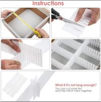 Separadores Ajustables de Cajones  con Hebilla Fija, Divisores, organizadores  Pack de 3 unid x 3 Paquetes, Blanco, 42,3x 6,5 cm - details 2