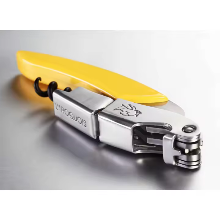 Sacacorchos Profesional de dos Tiempos en Acero Inoxidable  Mango ecologico color Amarillo - 1