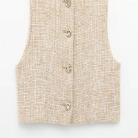 Conjunto De Vestido Y Shorts Asimétricos Para Mujer UNIZERA2025 Tweed Sin Mangas Cierre De Botones Con Cinturón Estilo Oficina Lady Verano - details 8