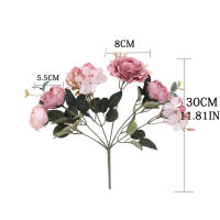 Retro Bouquet De Flores Artificiales Rosa De Seda Hydrangea Peony Vintage Para Novia Decoración De Casa Para Boda Accesorios - details 1