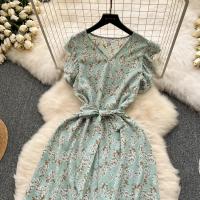 Vestido Bohemio De Verano Para Mujer Estampado Floral Vintage V-Neck A-Line Midi Con Abertura Elegante Ropa Casual Female - details 28