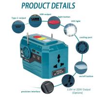 Inversor De Generador AC 220V Para Camping Con LED Adaptador De Energía Para Baterías 18V Li-ion De Makita Y DeWalt - details 1