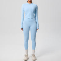 SSITO Traje de Yoga de 2 UDS., Conjunto Deportivo de Gimnasio para Mujer, chándales para correr con Cremallera, ropa Deportiva de entrenamiento, Camisa Deportiva Larga de manga, ropa de Yoga - details 35