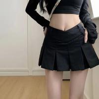 Falda Corta Plisada De Cintura Alta Para Mujer Estilo Coreano Solido Antigolpe A-line Para Otoño College Fashion - details 4