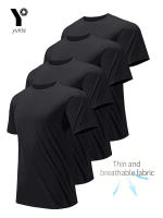 Pack De 4 Camisetas De Hombre Negras Ultra-Ligeras Y Transpirables Para Fitness Y Running Camiseta De Cuello Redondo Secado Rápido Absorbedora De Sudor - details 1