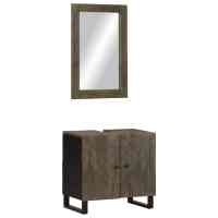 vidaXL Conjunto de muebles de baño 2 piezas madera maciza mango negro - details 0