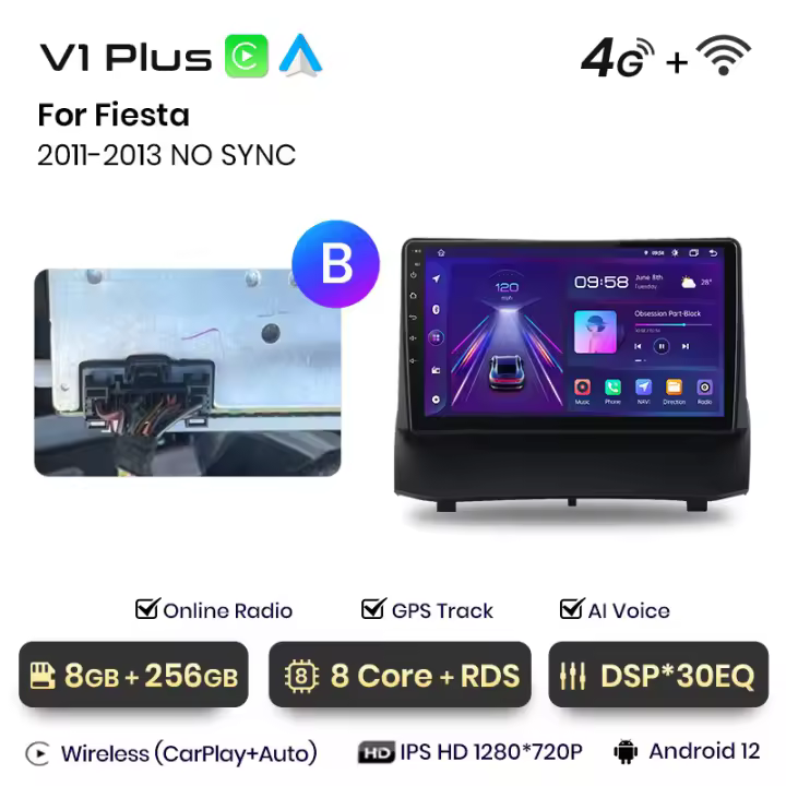 Junsun Android 13 Radio Para Ford Fiesta 2009 2010 2011 DSP Navegación GPS Reproductor Multimedia 2 DIN Inalámbrico CarPlay Android Auto Radio - 1