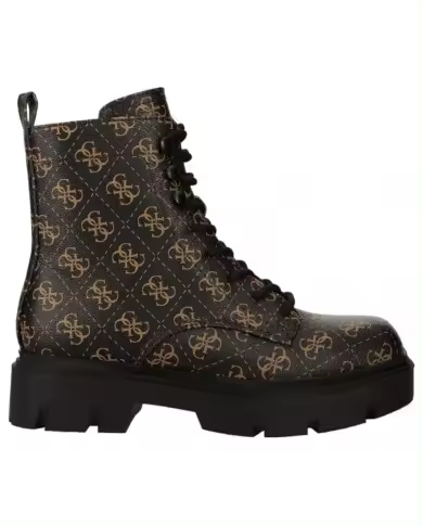 Mujer Bota Guess Ramsey Punta Cuadrada Anfibio 4G Logo Cuero Marrón - 1