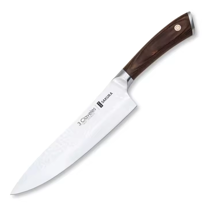 3 Claveles Sakura - Cuchillo Cocinero 20 cm Acero Forjado con Hoja Martilleada - 1