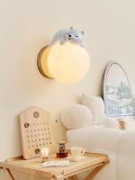 Lámpara De Pared Moderna Creativa Oso Dormido Luna Ambiente Nocturno Para Habitación De Niños Y Niñas Lámpara De Noche Incluida Fuente De Alimentación AC Material Resina Y Madera - details 4