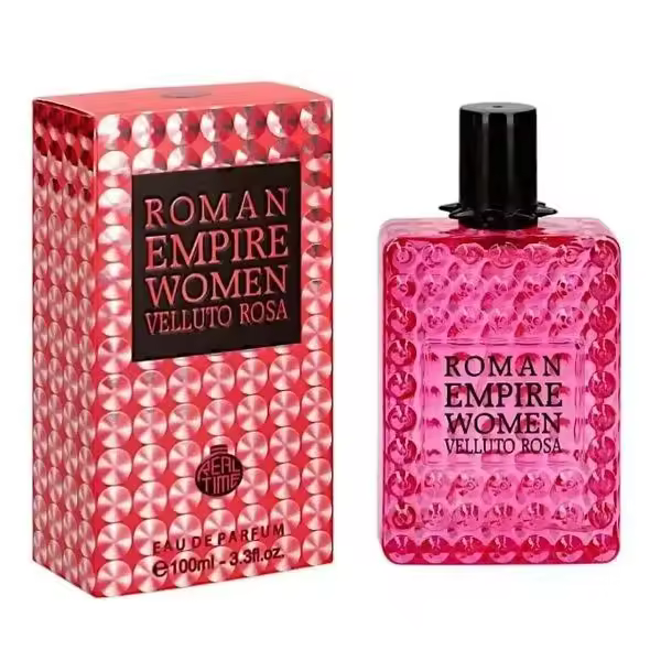Perfume femenino Roman Empire Women Velluto Rosa Eau de Parfum, fragancia dulce y femenina con un estilo elegante y moderno, ideal para el uso diario o momentos especiales. Aroma agradable y duradero. Presentado en frasco original con estuche. 🚚 Envíos a - 1