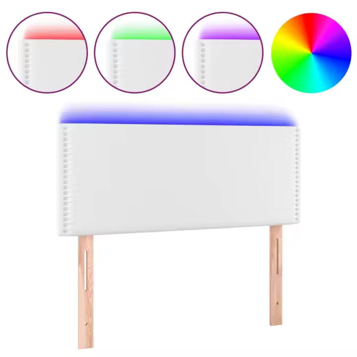 vidaXL Cabecero con LED cuero sintético blanco 90x5x78/88 cm - 1