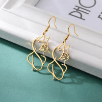 Pendientes Colgantes De Gato Dorado Para Mujer Joyería De Acero Inoxidable Forma De Animal Regalo De Navidad Accesorios Lindos Y Moda - details 8