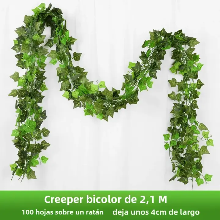 Guirnalda De Hojas De Iva Artificial De 2,1 M En Seda Para Decoración De Hogar Jardín Boda Fiesta DIY Hojas Falsas De Vínculo Colgante - 1