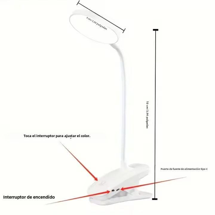 Lámpara De Escritorio LED Con 3 Colores Ajustables Protección Ocular Recargable USB Para Estudio Dormitorio Lámpara De Mesa De Noche - 1