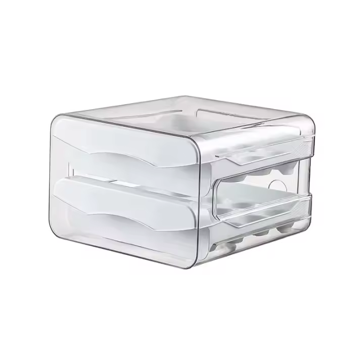 Caja De Almacenamiento Para Huevos De Doble Capa En Plástico Para Nevera Organizador De Cocina Con Compartimentos 32 Piezas - 1