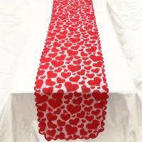 Corredor De Mesa En Forma De Corazón Rojo Para San Valentín Decoración De Hogar Hecho De Poliéster 100% Linterna De Encaje - details 4