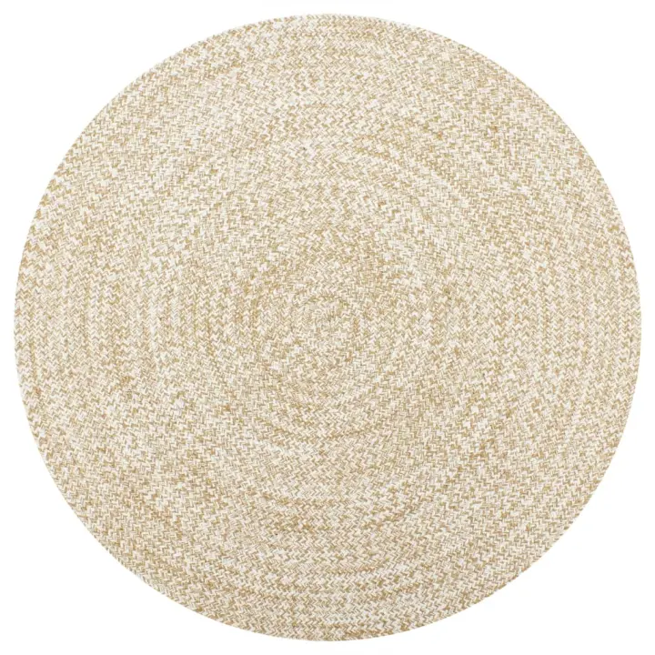 vidaXL Alfombra de yute tejida a mano blanco y natural 120 cm - 1
