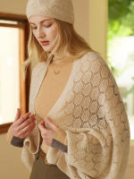 Chal De Lana Pura 100% Knit Invierno Otoño Cardigan Cape Warm Suave Pashmina Scarf Geométrico Fashion Para Mujer Adulto Casual - details 3