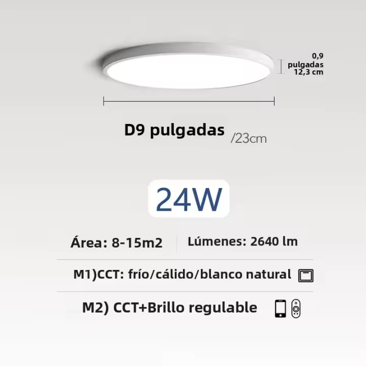 Lámpara De Techo Inteligente LED MARPOU 0.9 Pulgadas Para Dormitorio Moderna Y Ultrafina Con Control Remoto Y Aplicación APP Para Habitación - 1